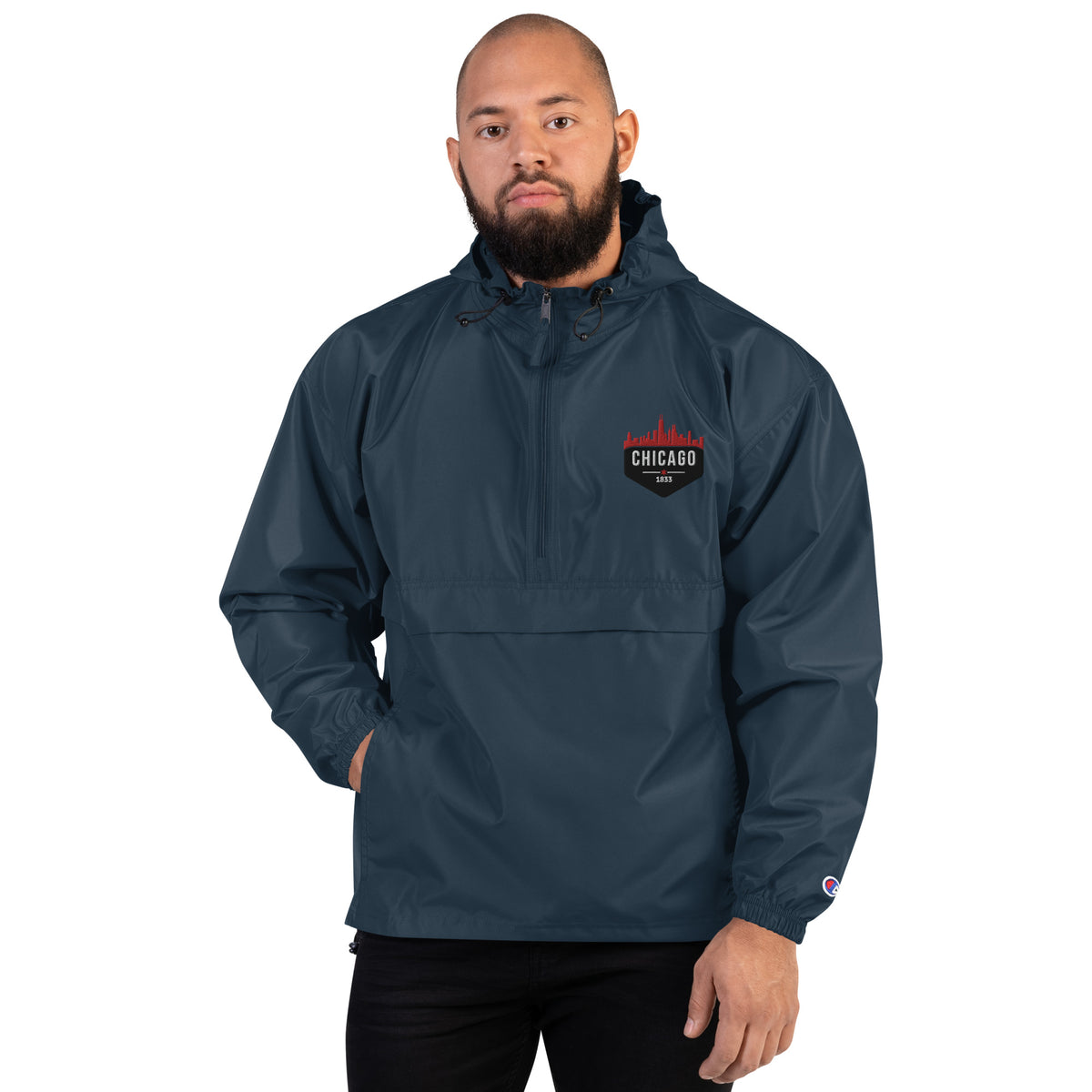 Champion Packable Jacket | Embroidered Chicago Bulls Theme