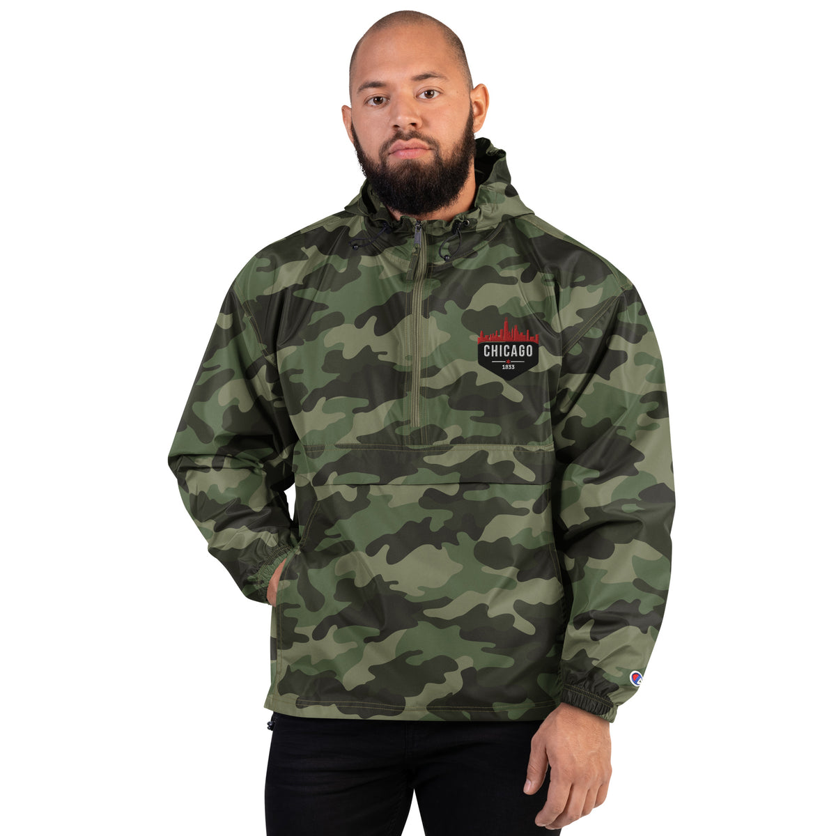 Champion Packable Jacket | Embroidered Chicago Bulls Theme