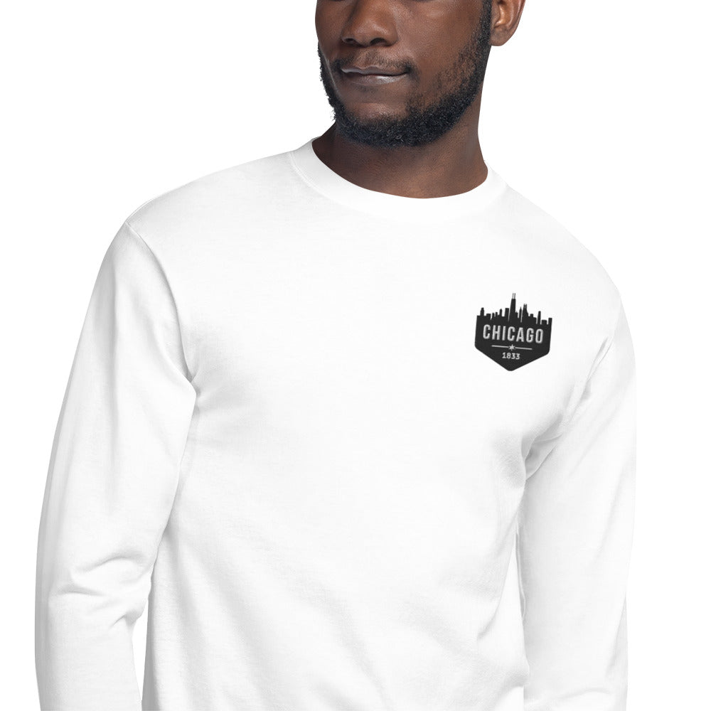 Men's Champion Long Sleeve Shirt | Embroidered Chicago White Sox Theme Patch