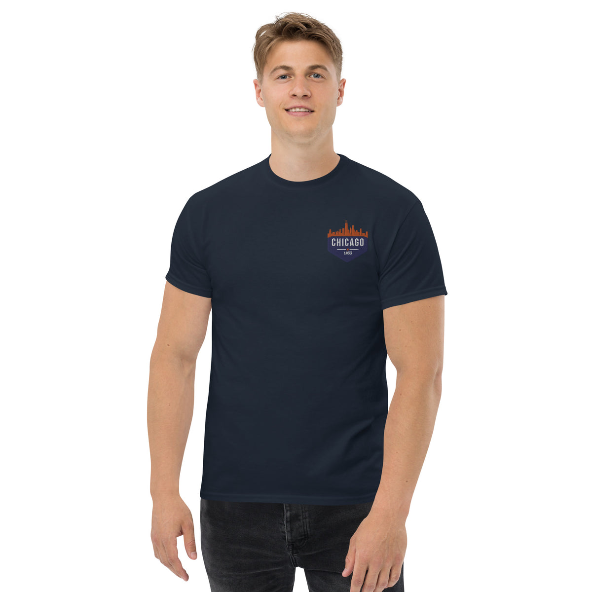 Men's Classic Tee | Embroidered Chicago Bears Theme Patch