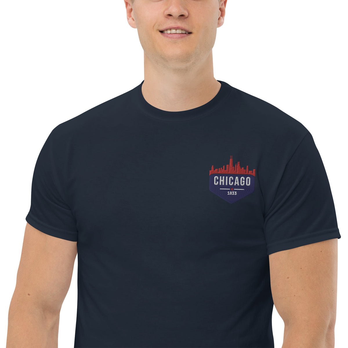 Men's Classic Tee | Embroidered Chicago Cubs Theme Patch