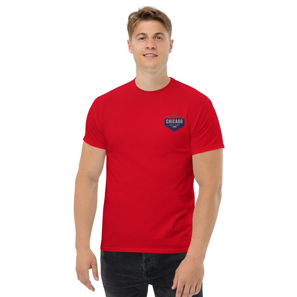 Men's Classic Tee | Embroidered Chicago Cubs Theme Patch