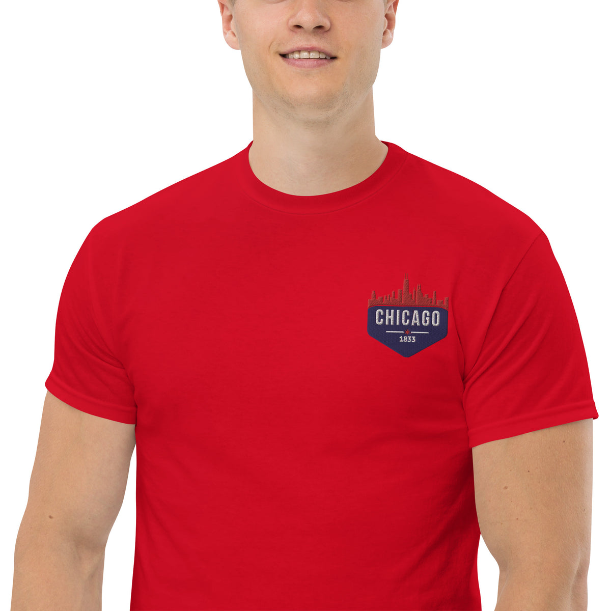 Men's Classic Tee | Embroidered Chicago Cubs Theme Patch