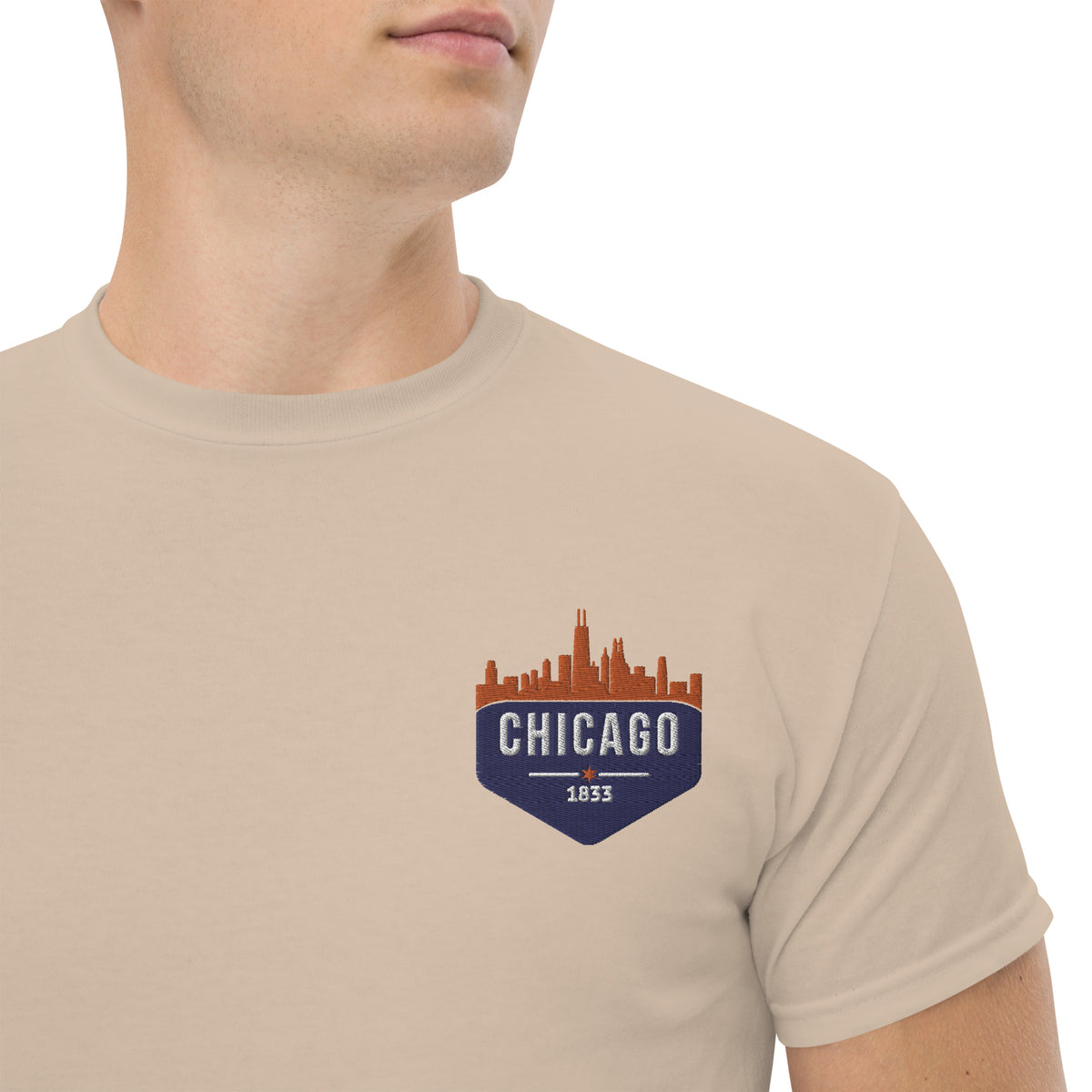 Men's Classic Tee | Embroidered Chicago Bears Theme Patch