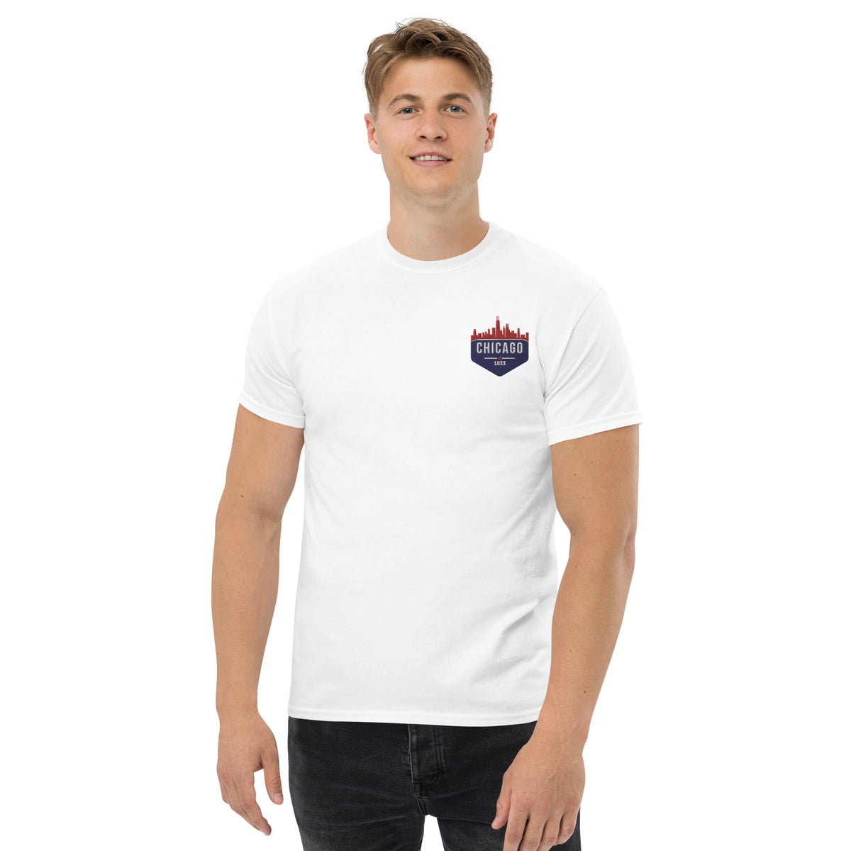 Men's Classic Tee | Embroidered Chicago Cubs Theme Patch