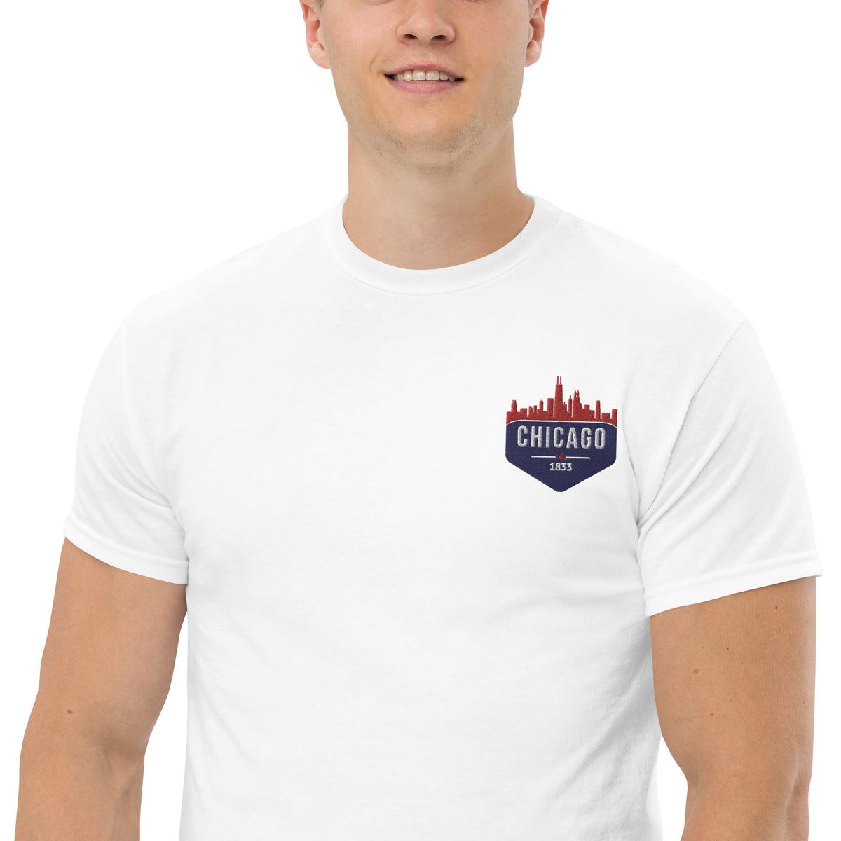 Men's Classic Tee | Embroidered Chicago Cubs Theme Patch