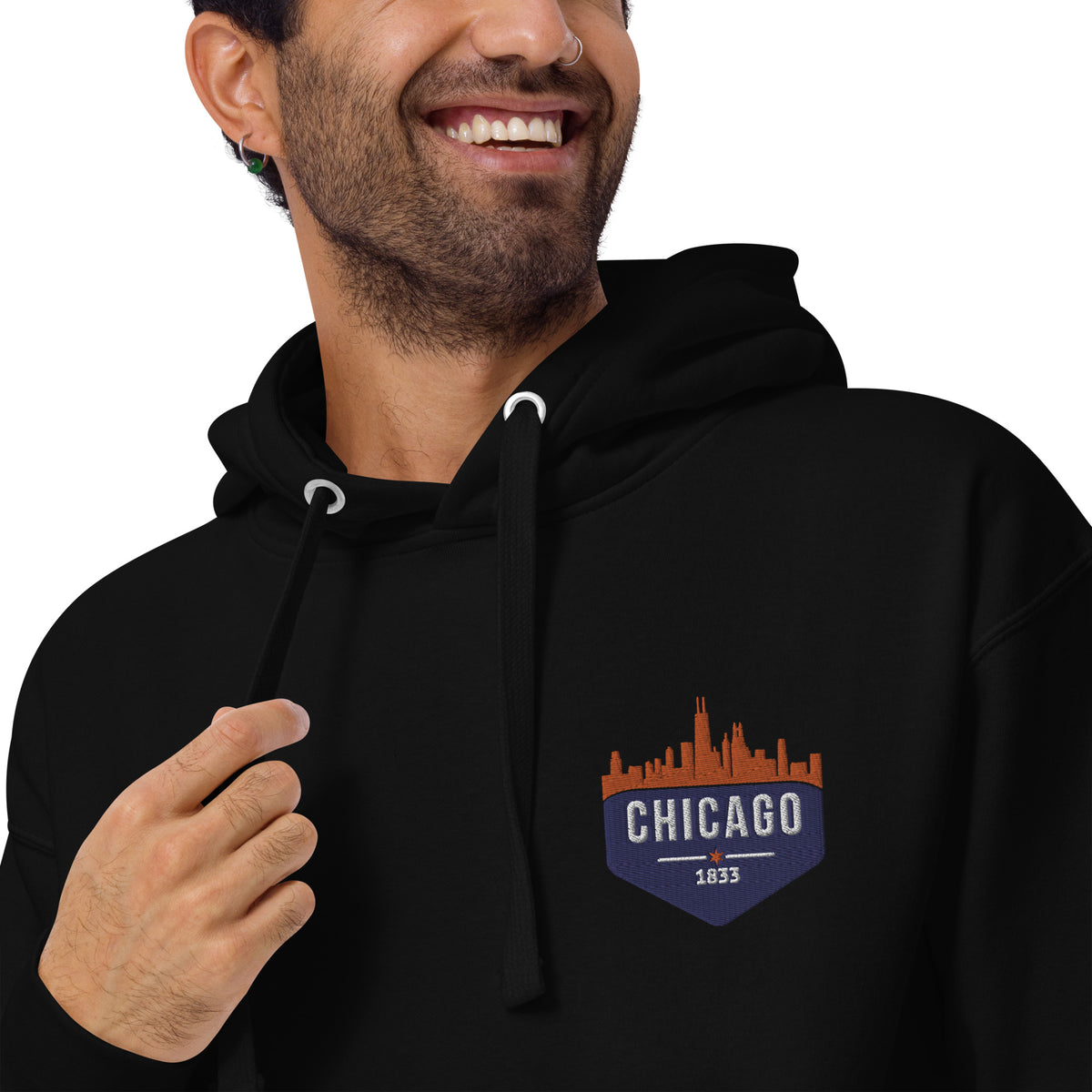 Men's Hoodie | Embroidered Chicago Bears Theme Patch