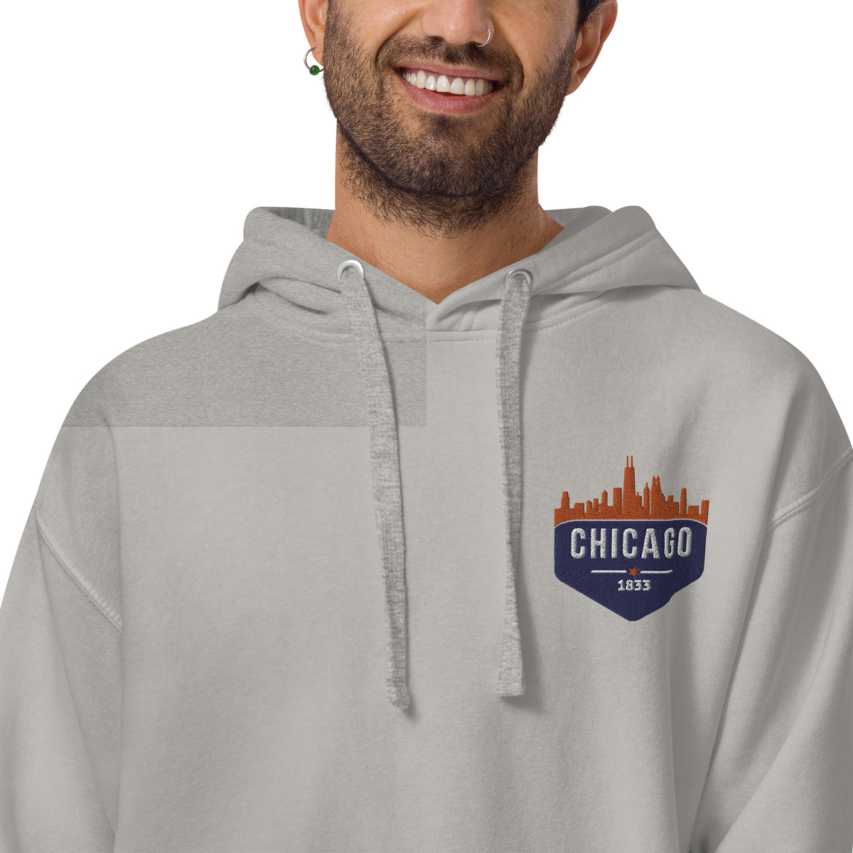 Men's Hoodie | Embroidered Chicago Bears Theme Patch