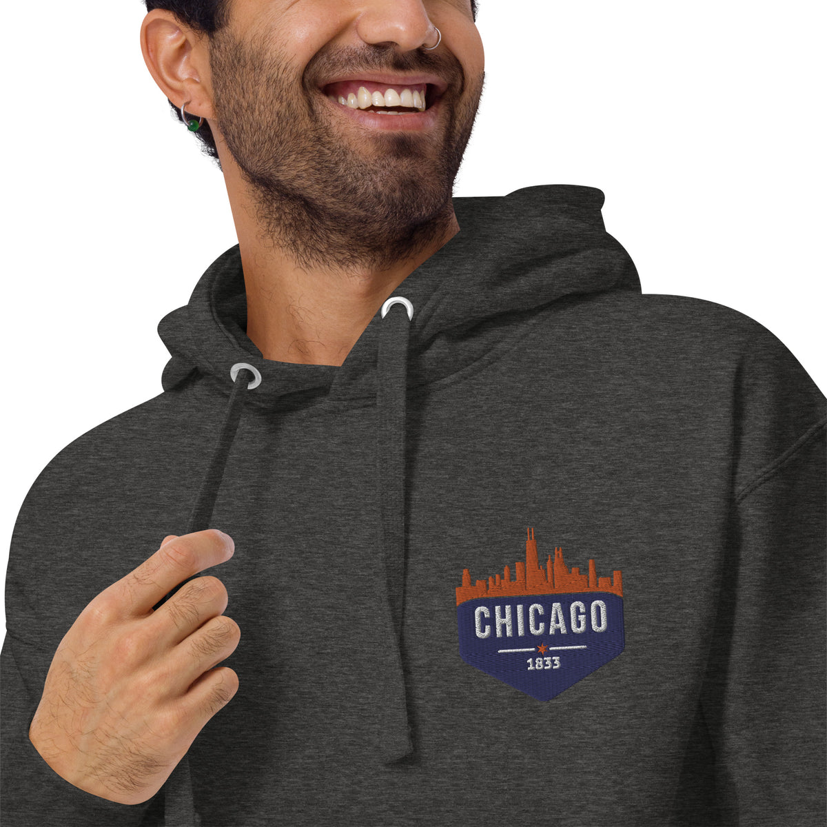 Men's Hoodie | Embroidered Chicago Bears Theme Patch