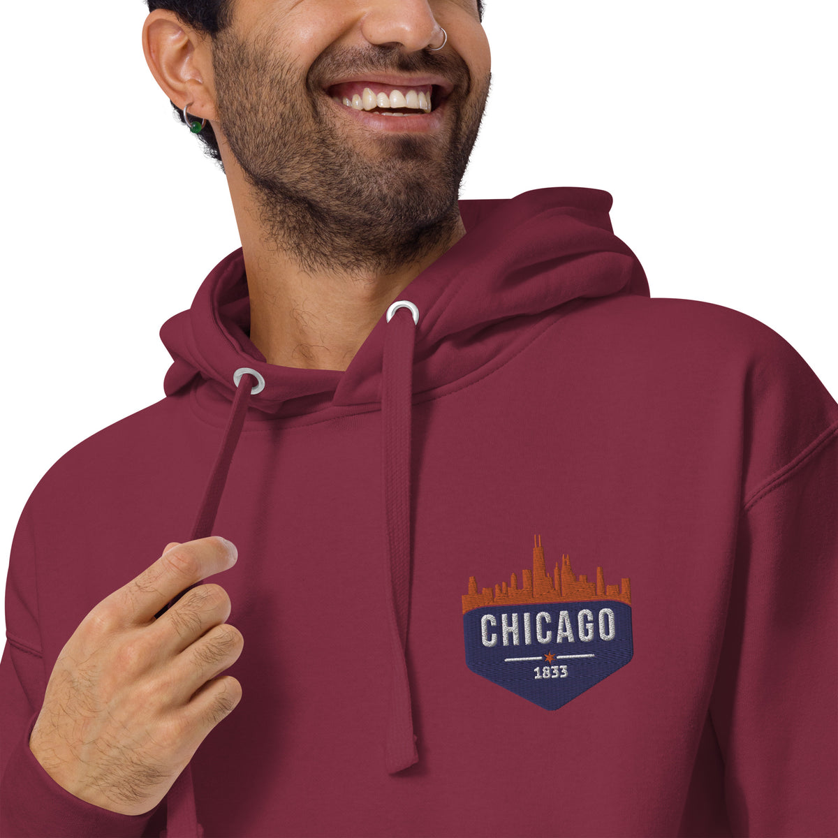 Men's Hoodie | Embroidered Chicago Bears Theme Patch