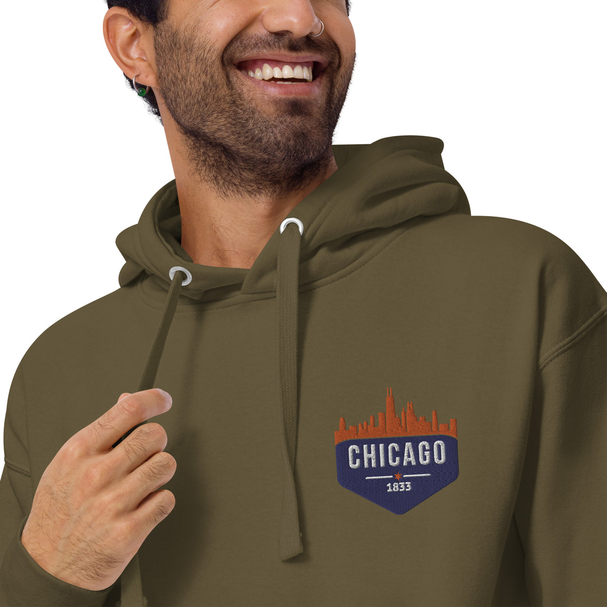Men's Hoodie | Embroidered Chicago Bears Theme Patch
