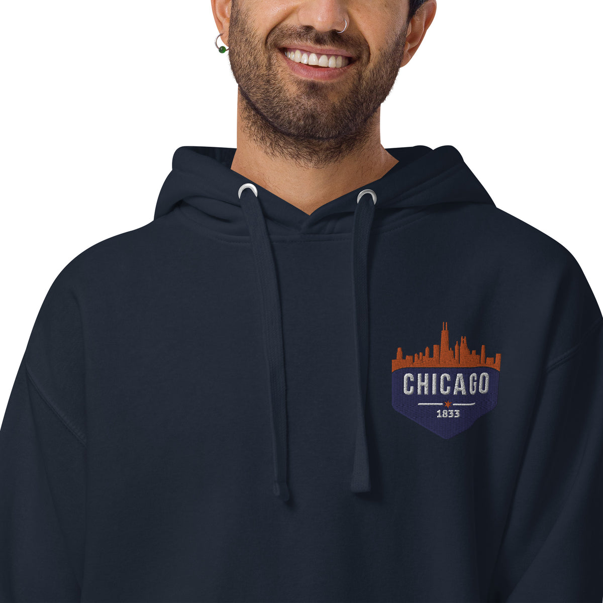 Men's Hoodie | Embroidered Chicago Bears Theme Patch