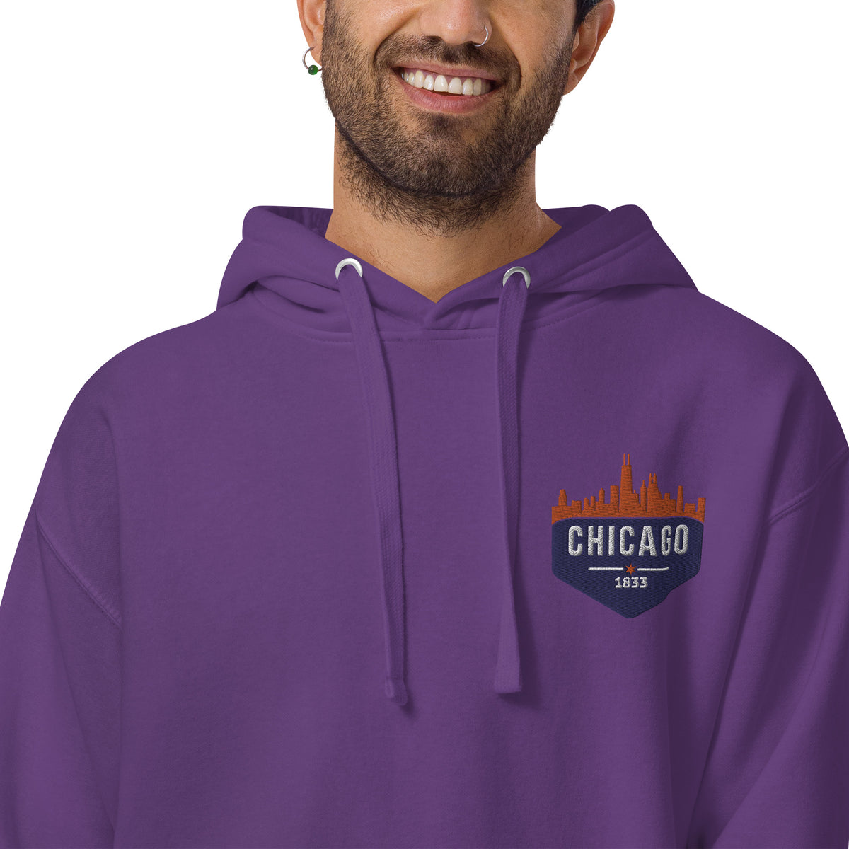 Men's Hoodie | Embroidered Chicago Bears Theme Patch