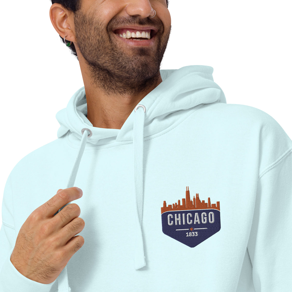 Men's Hoodie | Embroidered Chicago Bears Theme Patch